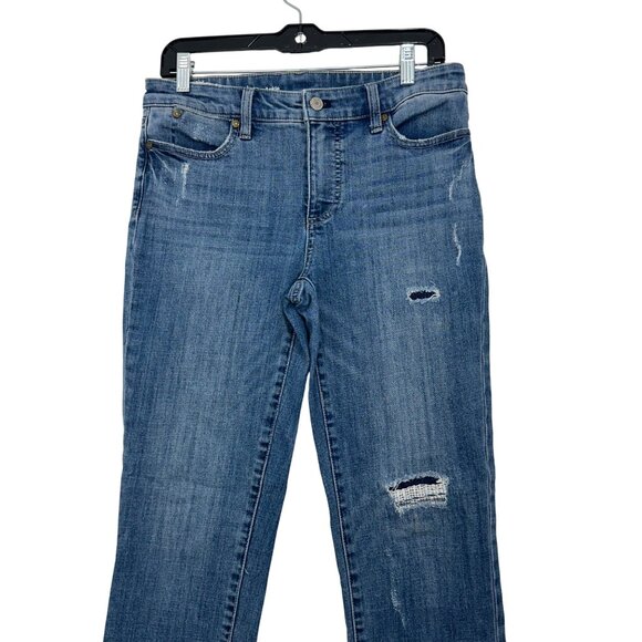 Talbots Womens Flawless Slim Ankle Jeans Size 6 Medium Wash Distressed Denim - Picture 9 of 12